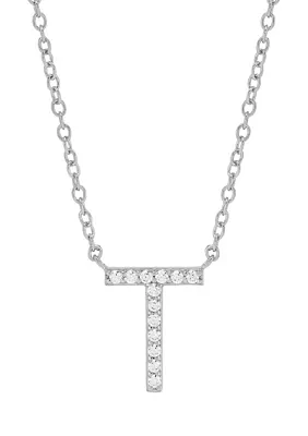 1/10 ct. t.w. Diamond Initial Necklace in Sterling Silver with 18" Cable Chain