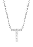 1/10 ct. t.w. Diamond Initial Necklace in Sterling Silver with 18" Cable Chain