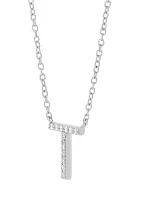 1/10 ct. t.w. Diamond Initial Necklace in Sterling Silver with 18" Cable Chain