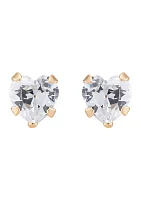 Cubic Zirconia Baby Stud Earrings 14K Yellow Gold