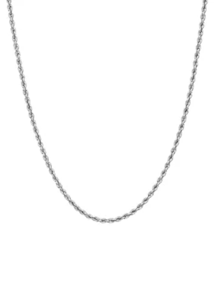 Hollow Glitter Chain in 10K White Gold