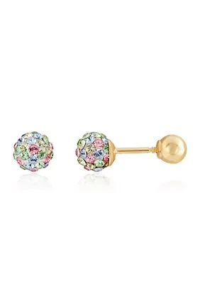 Crystal Ball Baby Earrings 14K Yellow Gold