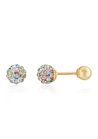 Crystal Ball Baby Earrings 14K Yellow Gold