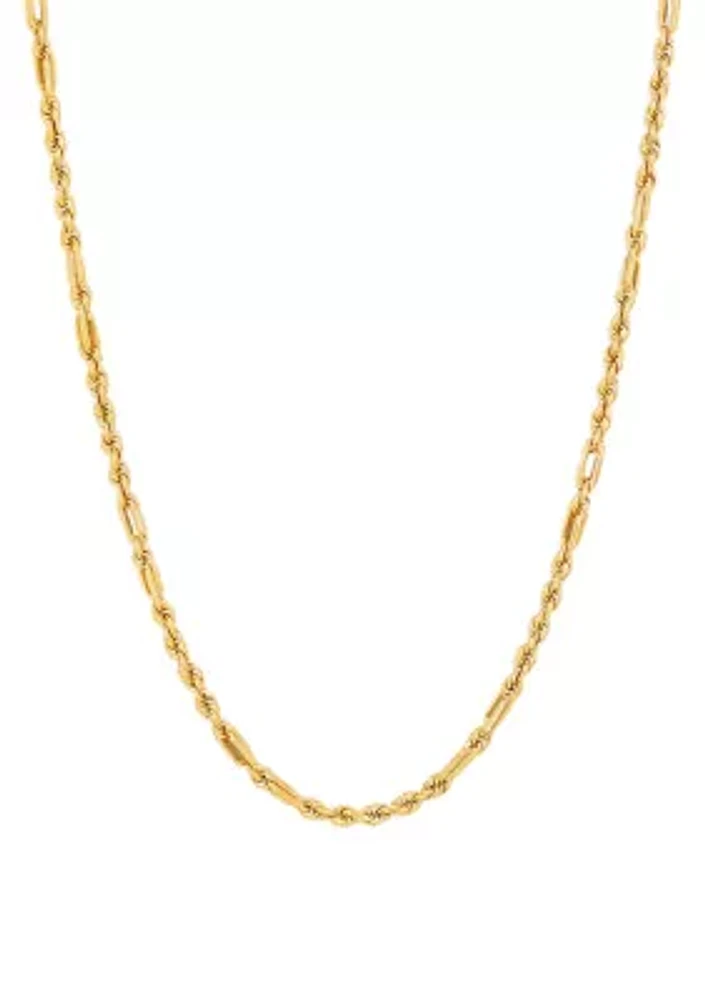 Hollow Milano Rope Chain Necklace in 14K Yellow Gold