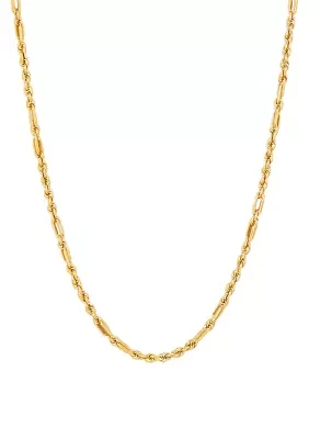 Hollow Milano Rope Chain Necklace in 14K Yellow Gold