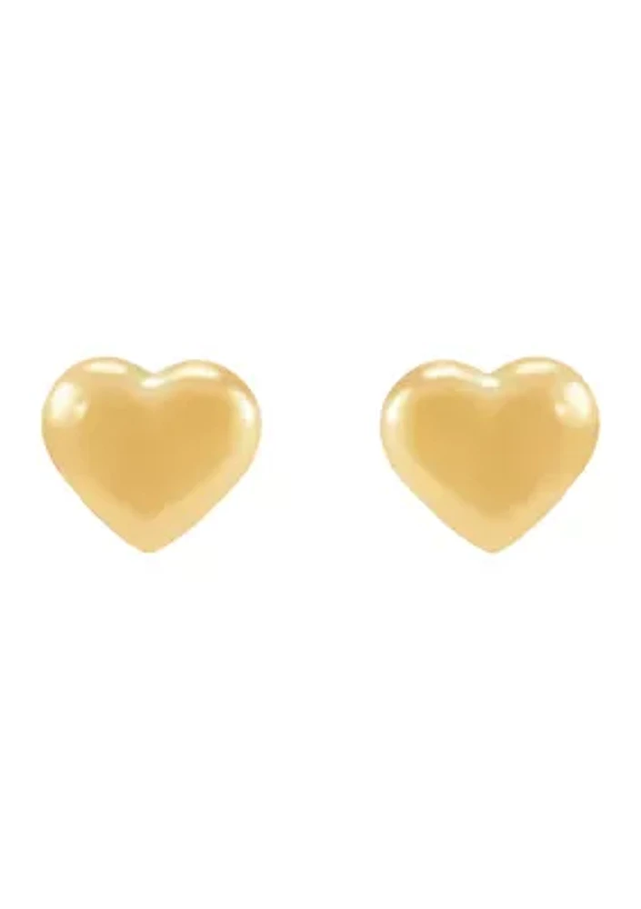 Tiny Heart Stud Earrings in 14K Yellow Gold