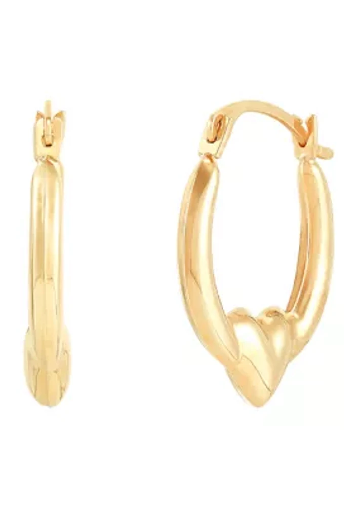 Heart Hoop Earrings in 14K Yellow Gold