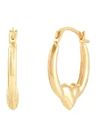 Heart Hoop Earrings in 14K Yellow Gold