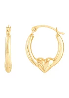 Heart Hoop Earrings in 14K Yellow Gold