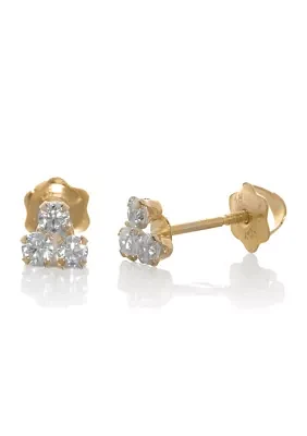 Kids Cubic Zirconia Stud Earrings in 14K White Gold