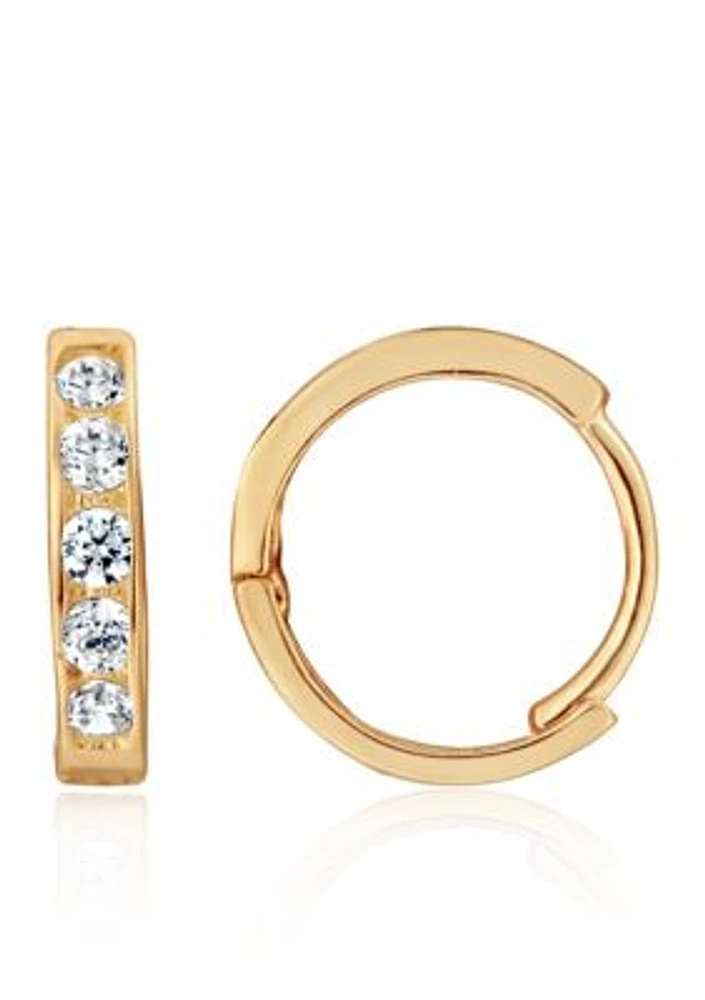 Kids Cubic Zirconia Hoop Earrings in 14K Yellow Gold