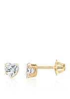 Cubic Zirconia Baby Stud Earrings 14K Yellow Gold