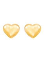 Kids Puff Heart Stud Earrings in 14K Yellow Gold