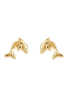 Kids Dolphin Earrings in 14K Yellow Gold