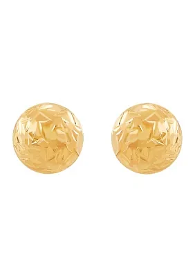 Flat Ball Stud Earrings in 14K Yellow Gold