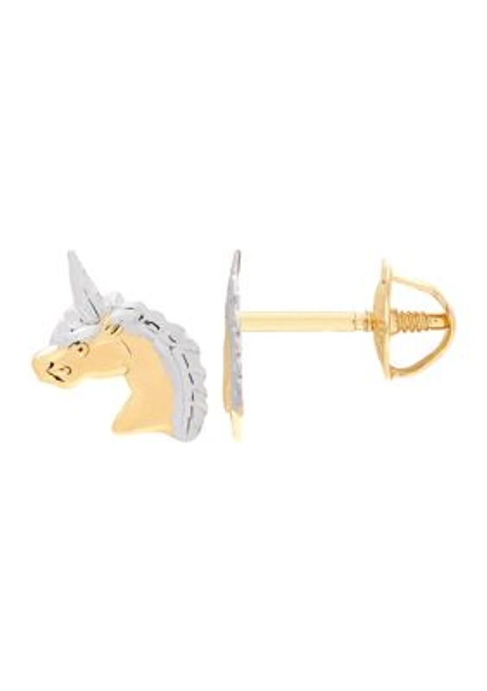 Unicorn Earrings in 14K Yellow Gold