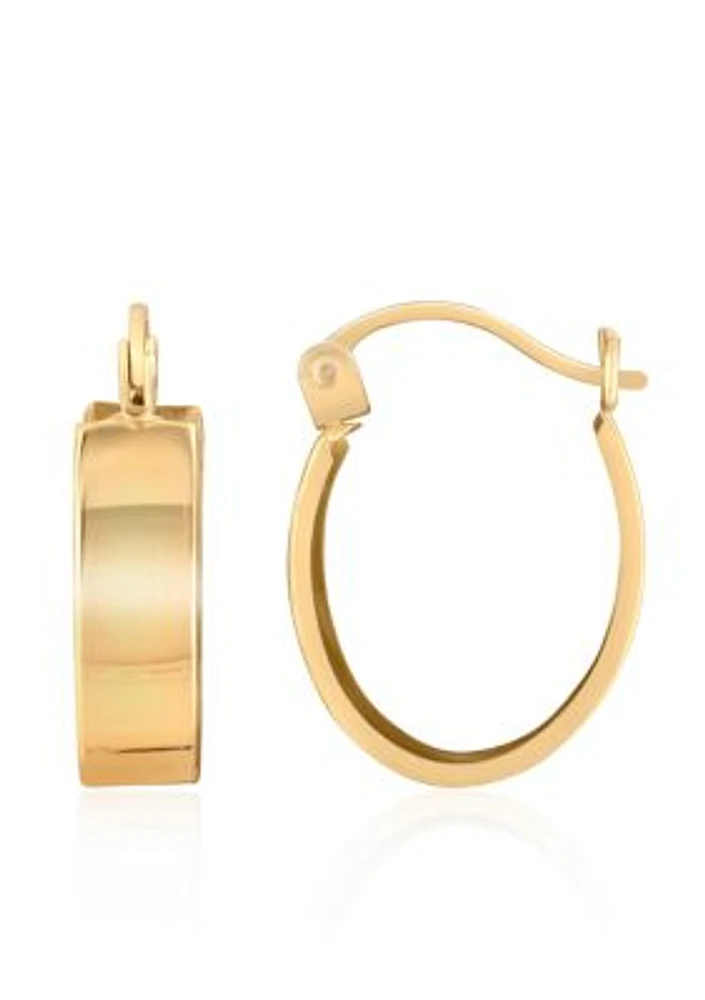 14k Yellow Gold Band Hoop Earrings