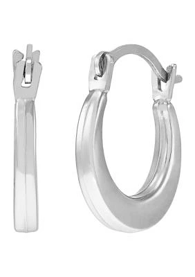 Small Round Plain Hoop Earrings in 14K White Gold 