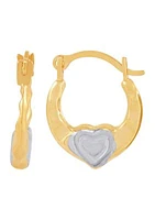 Kids Heart Hoop Earrings in 14K Two-Tone Gold 