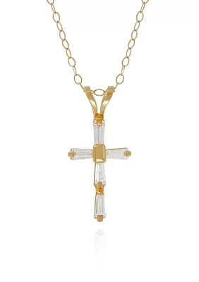 Cubic Zirconia Cross Baby Pendant in 14K Yellow Gold