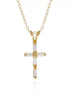 Cubic Zirconia Cross Baby Pendant in 14K Yellow Gold