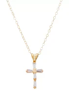 Cubic Zirconia Cross Baby Pendant in 14K Yellow Gold