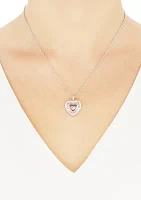 Lab Grown Pink Sapphire and Lab Grown White Sapphire Heart Pendant with 18" Cable Chain in Sterling Silver