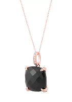 1/20 ct. t.w. Diamond and Onyx Pendant with 18" Rope Chain