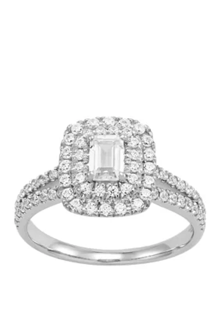 My Forever 1 ct. t.w Emerald Cut & Round Diamond Engagement in 14k White Gold