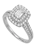 My Forever 1 ct. t.w Emerald Cut & Round Diamond Engagement in 14k White Gold