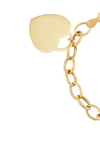 Flat Heart Charm Bracelet in 10K Yellow Gold