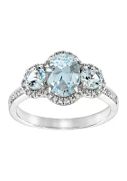 1/5 ct. t.w. Diamond and Aquamarine Ring in 14K White Gold