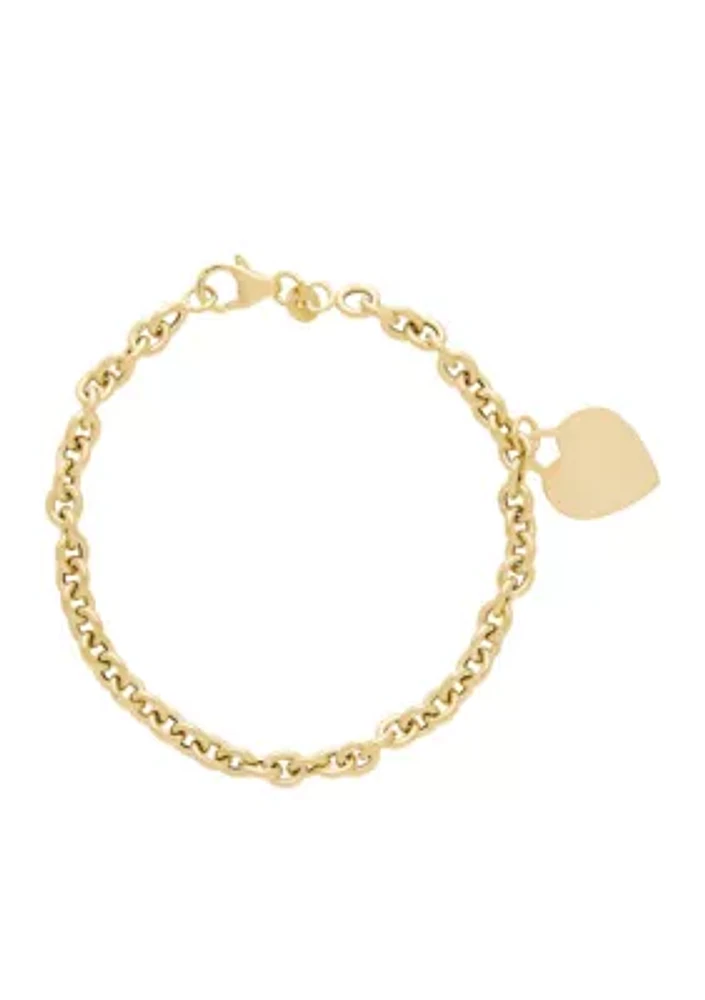 Dangle Heart Charm Bracelet in 10k Yellow Gold 