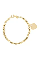 Dangle Heart Charm Bracelet in 10k Yellow Gold 