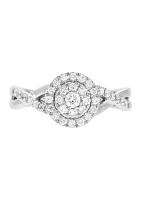 1/2 ct. t.w. Lab Created Diamond Cluster Engagement Ring in 10K White Gold