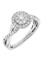 1/2 ct. t.w. Lab Created Diamond Cluster Engagement Ring in 10K White Gold