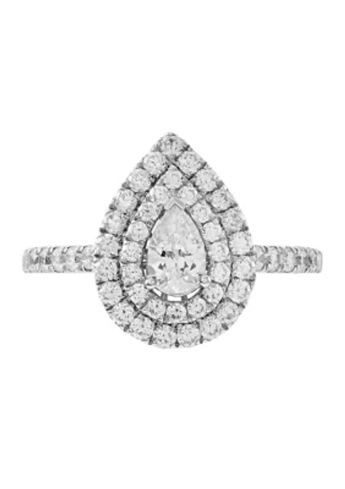 1.25 ct. t.w. Lab Created Diamond Pear Ring in 14K White Gold