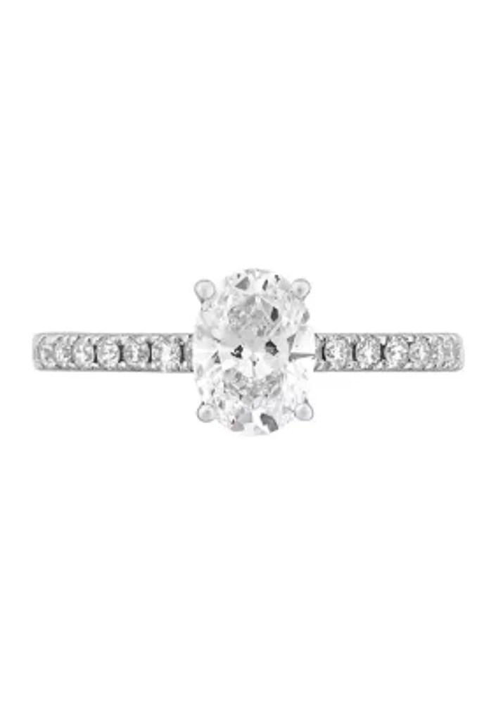 Grown With Love 1.3 ct. t.w. Lab Created Oval and Round Diamond Ring in 14k White Gold