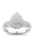 1/2 ct. t.w. Diamond Pear Shape Halo Engagement Ring in 10K White Gold