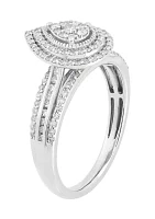 1/2 ct. t.w. Diamond Pear Shape Halo Engagement Ring in 10K White Gold