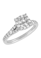 7/8 ct. t.w. Diamond Composite Cushion Cut Princess Engagement Ring in 10K White Gold