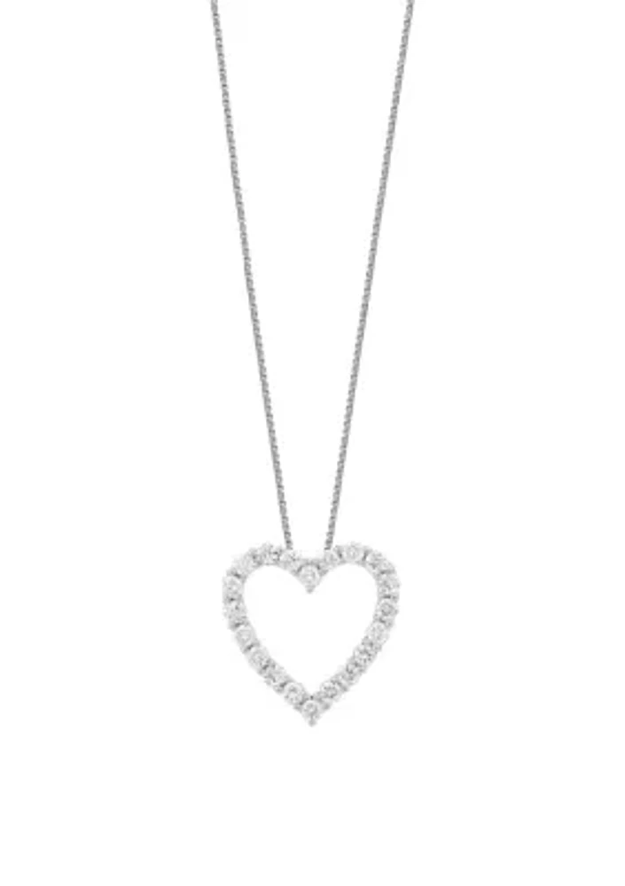 1/2 ct. t.w. Lab Grown Diamond Heart Pendant Necklace with 18" Box Chain in 10K White Gold