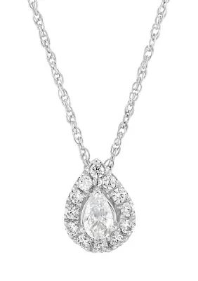 1/2 ct. t.w. Lab Grown Diamond 18'' Pear Shaped Pendant Necklace in Sterling Silver