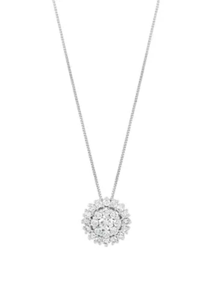  1 ct. t.w. Lab Grown Diamond Pendant with 18" Box Chain in Sterling Silver