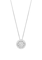  1 ct. t.w. Lab Grown Diamond Pendant with 18" Box Chain in Sterling Silver