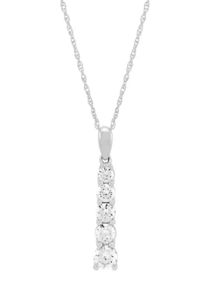 1 ct. t.w. Lab Grown Diamond Pendant with 18" Box Chain in 10K White Gold