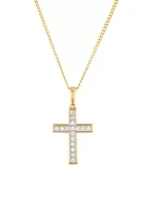 1/2 ct. t.w. Lab Created Diamond Cross Pendant Necklace with 18" Curb Chain in 10K Yellow Gold