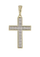 1/2 ct. t.w. Lab Created Diamond Cross Pendant Necklace with 18" Curb Chain in 10K Yellow Gold