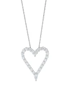 ct. t.w. Lab Grown Diamond Heart Pendant Necklace with 18" Singapore Chain in 10K White Gold