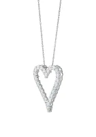 ct. t.w. Lab Grown Diamond Heart Pendant Necklace with 18" Singapore Chain in 10K White Gold